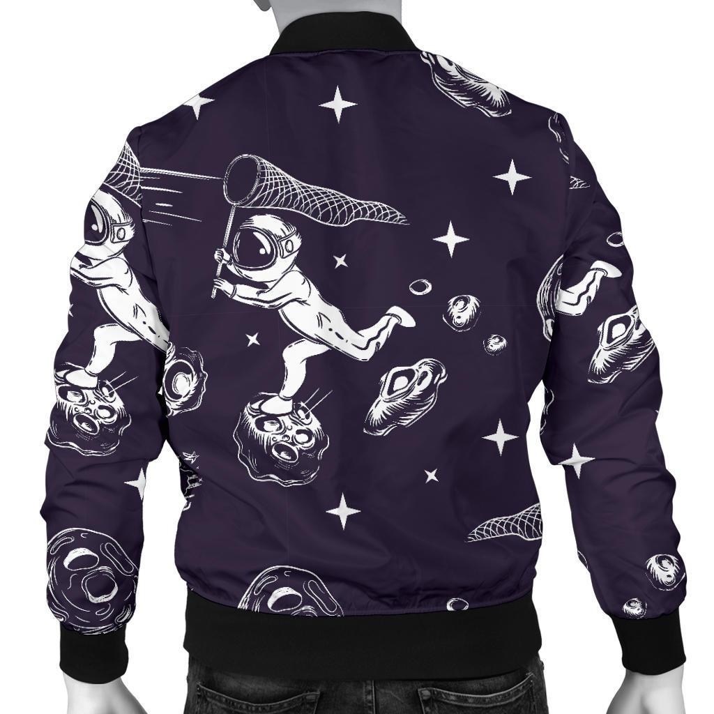 Metero Astronaut Print Pattern Men's Bomber Jacket-grizzshop