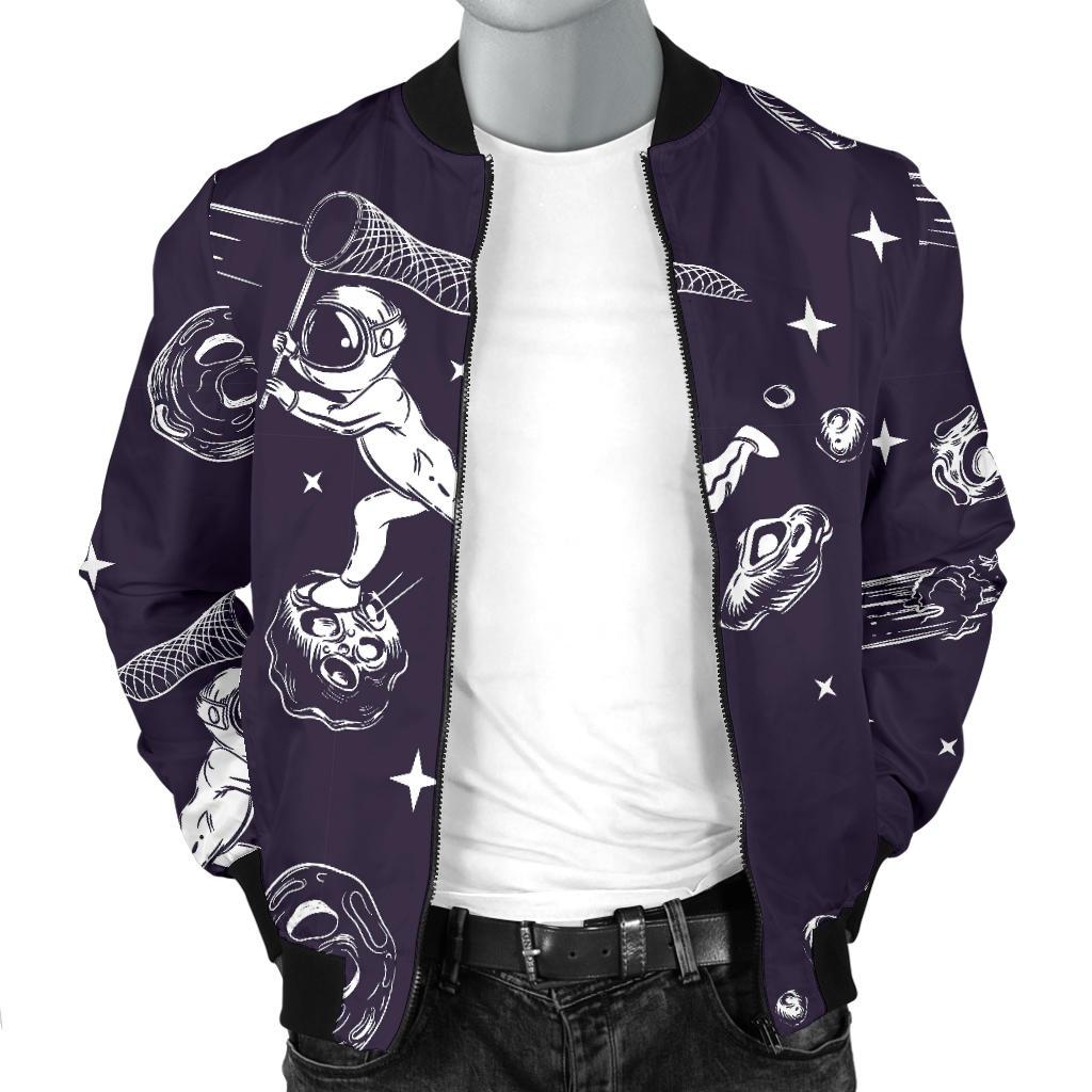 Metero Astronaut Print Pattern Men's Bomber Jacket-grizzshop