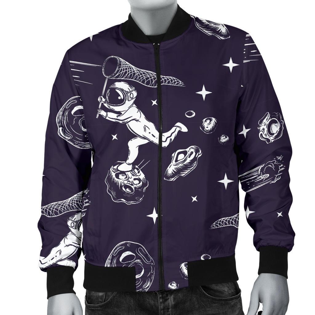 Metero Astronaut Print Pattern Men's Bomber Jacket-grizzshop