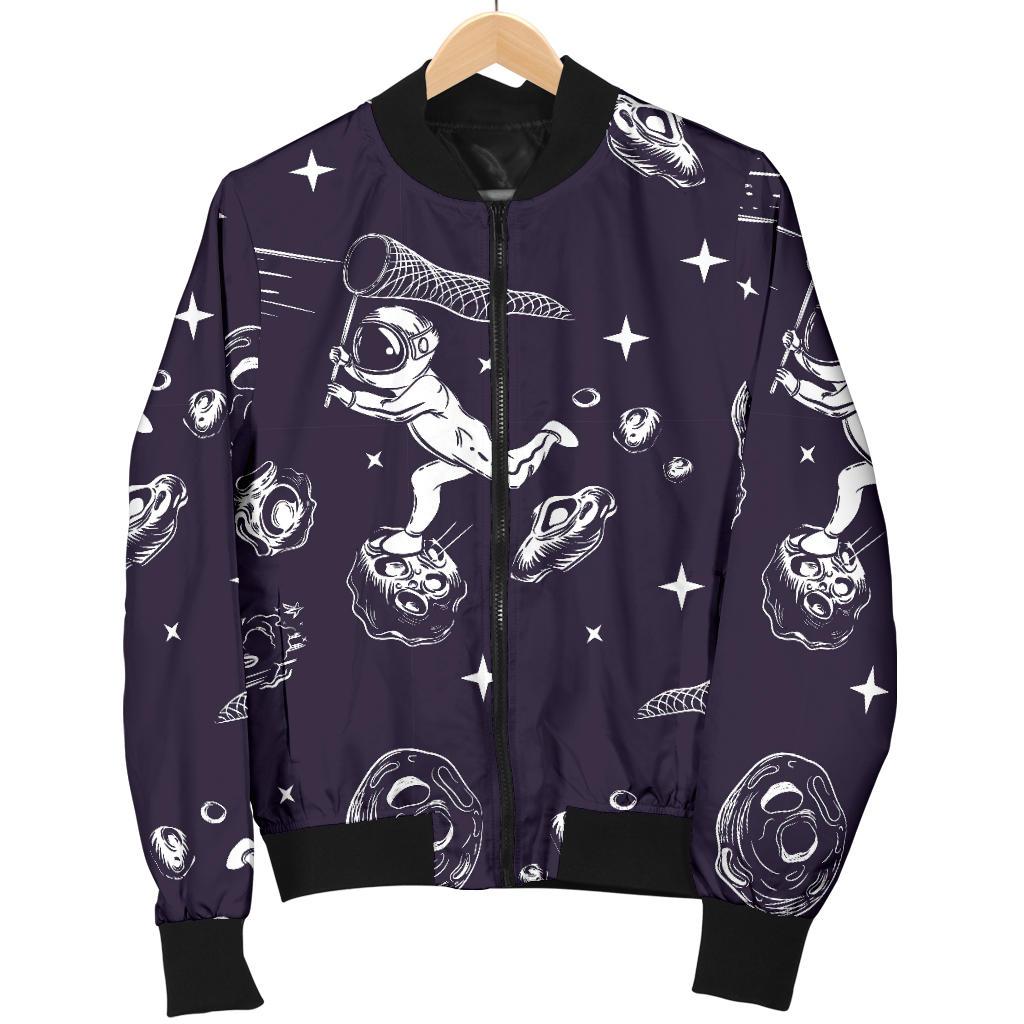 Metero Astronaut Print Pattern Men's Bomber Jacket-grizzshop