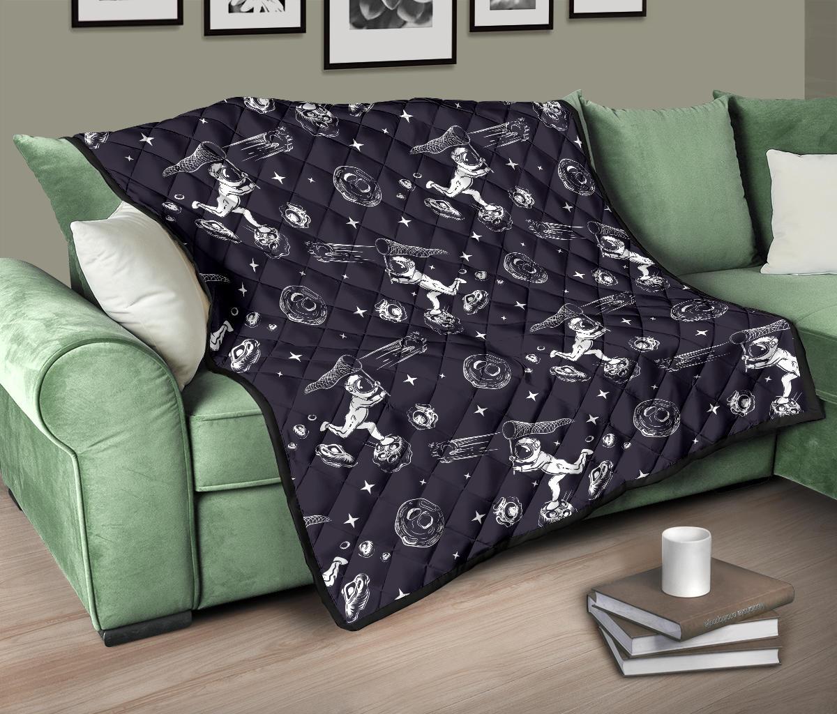 Metero Astronaut Print Pattern Quilt-grizzshop