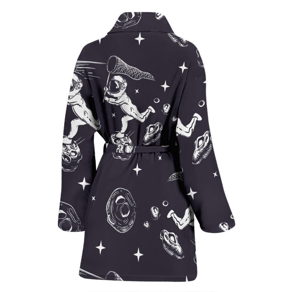 Metero Astronaut Print Pattern Women Long Robe-grizzshop