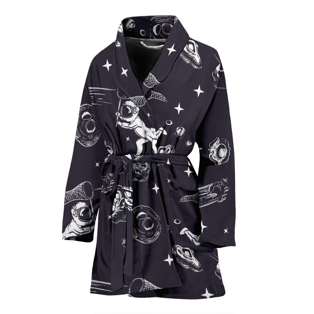 Metero Astronaut Print Pattern Women Long Robe-grizzshop