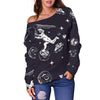 Metero Astronaut Print Pattern Women Off Shoulder Sweatshirt-grizzshop