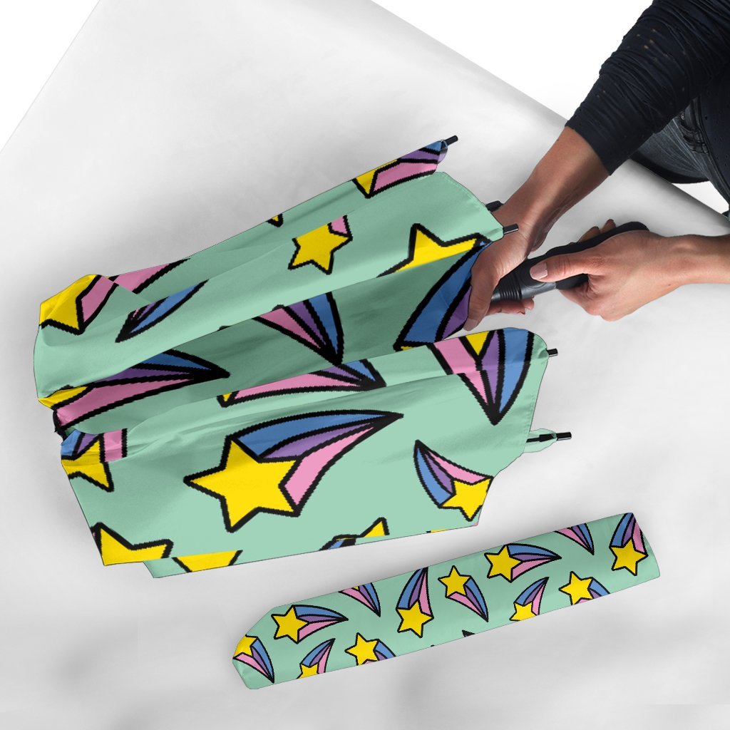 Metero Star Pattern Print Automatic Foldable Umbrella-grizzshop