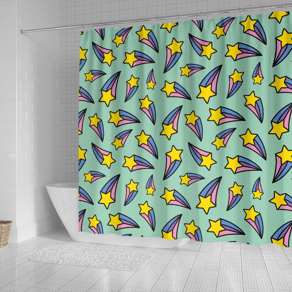 Metero Star Pattern Print Bathroom Shower Curtain-grizzshop