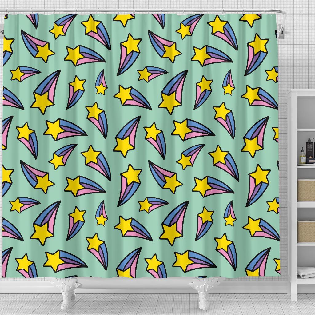 Metero Star Pattern Print Bathroom Shower Curtain-grizzshop