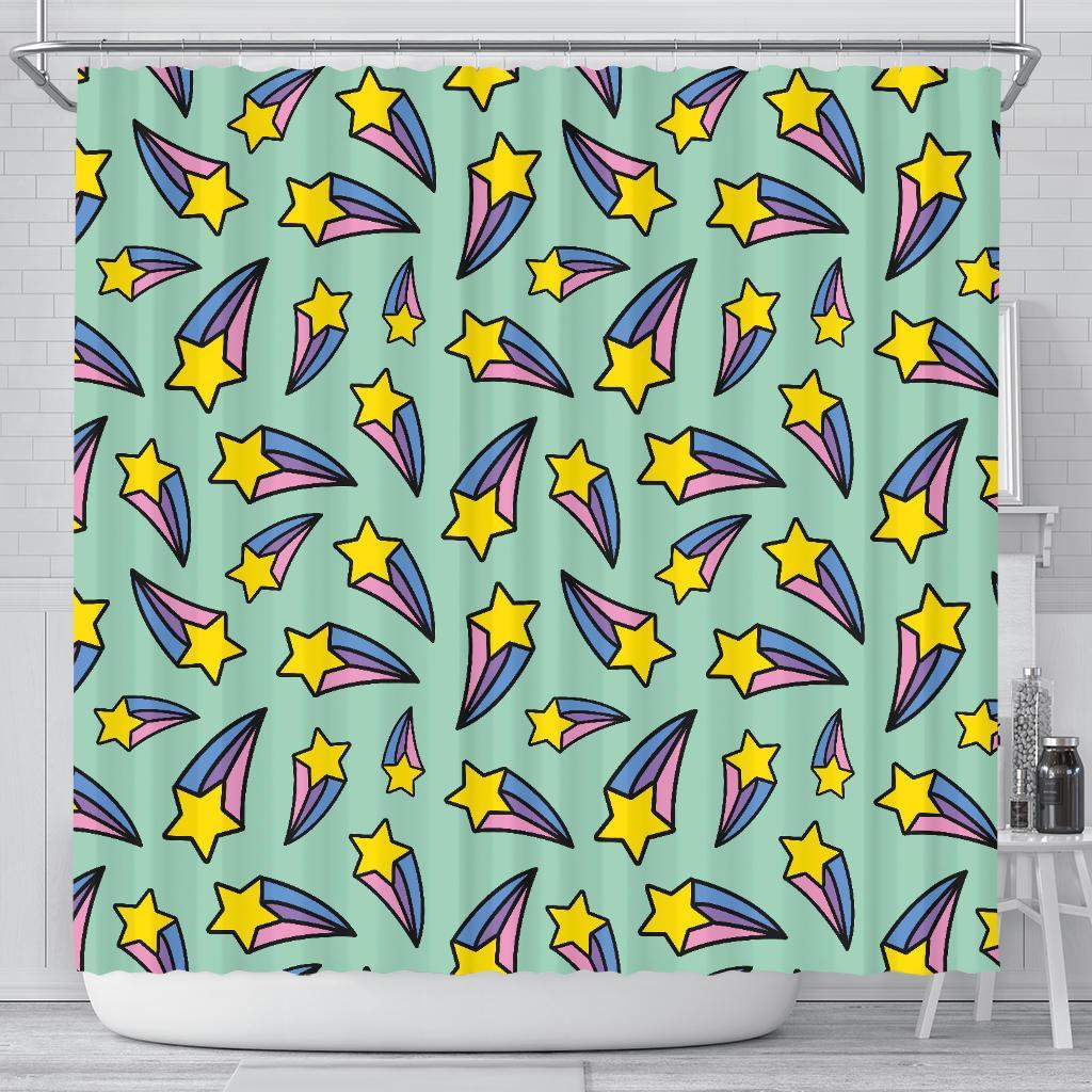 Metero Star Pattern Print Bathroom Shower Curtain-grizzshop