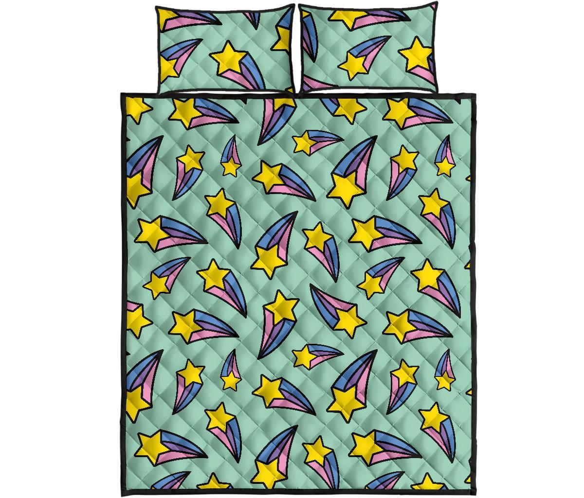 Metero Star Pattern Print Bed Set Quilt-grizzshop