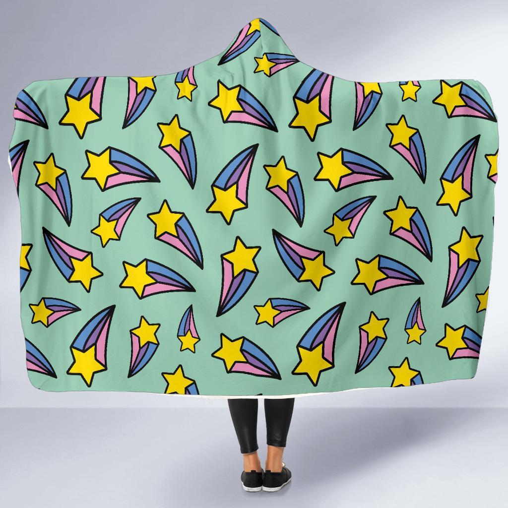 Metero Star Pattern Print Hooded Blanket-grizzshop