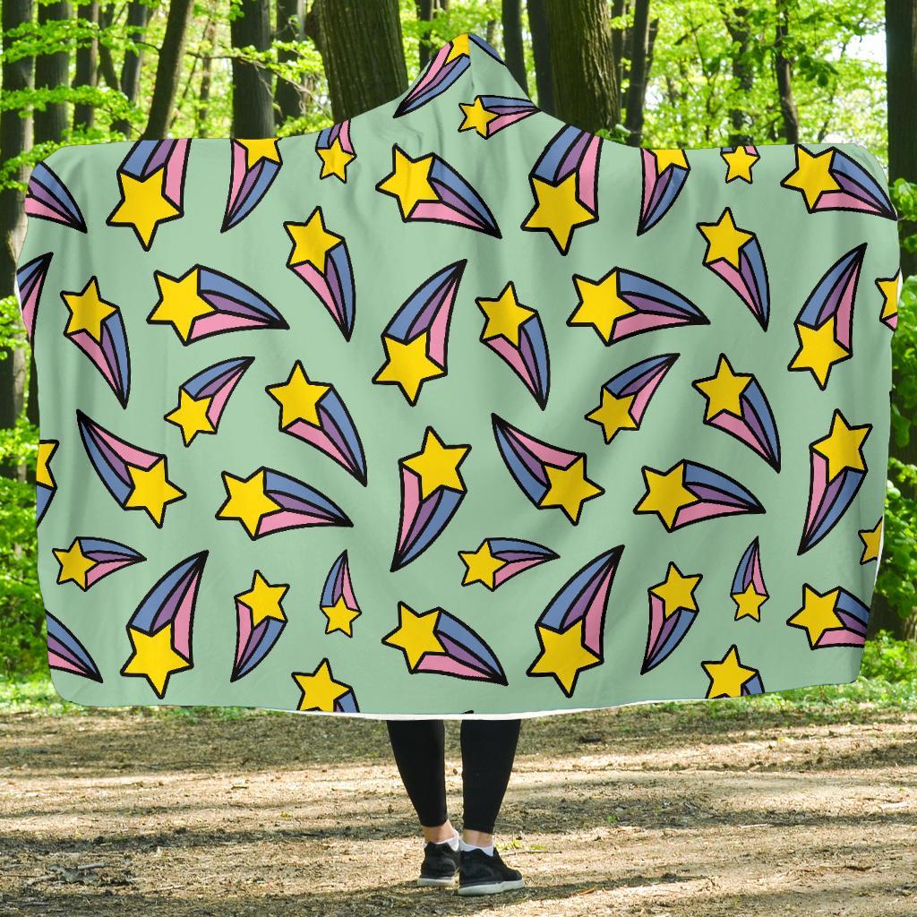 Metero Star Pattern Print Hooded Blanket-grizzshop