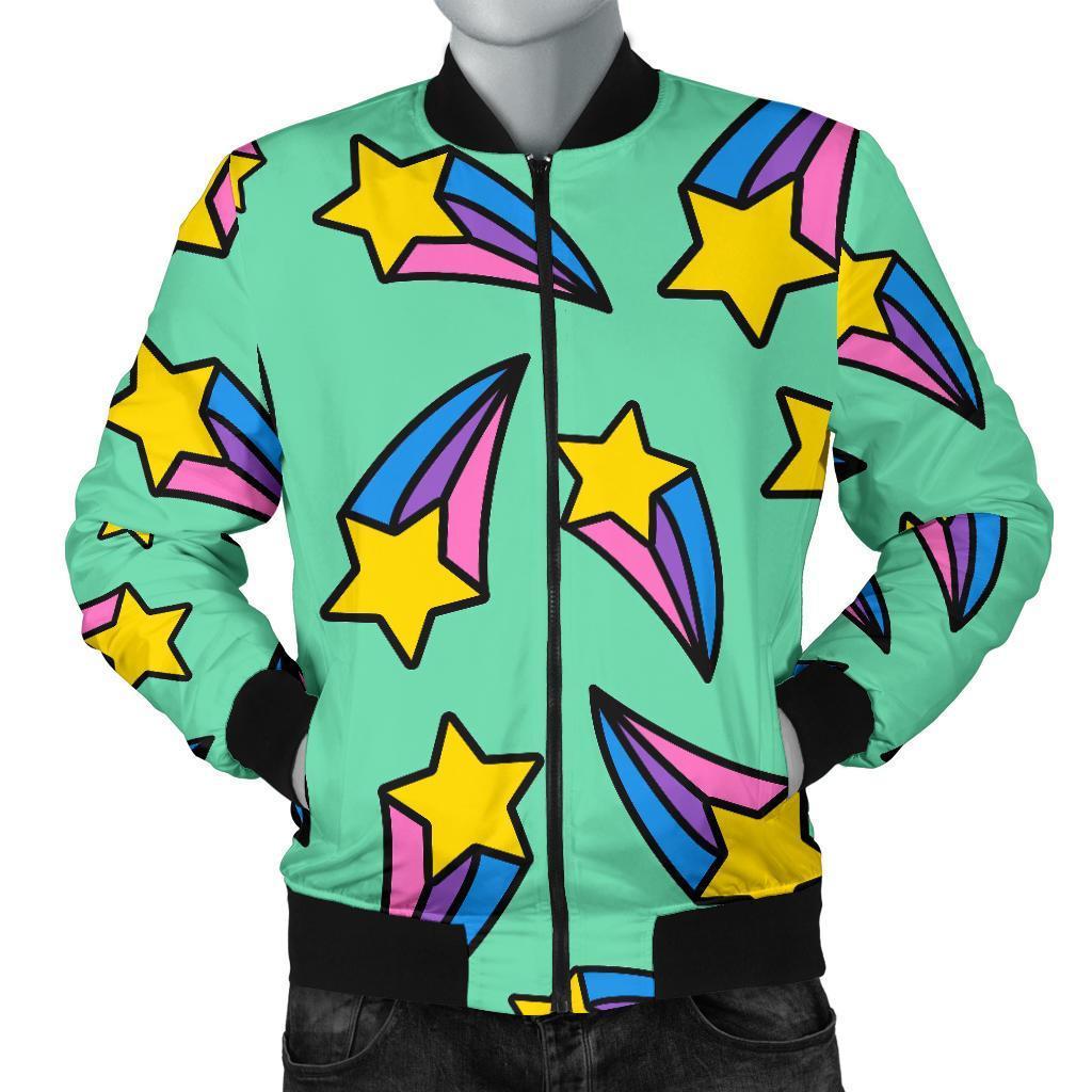 Metero Star Pattern Print Men's Bomber Jacket-grizzshop