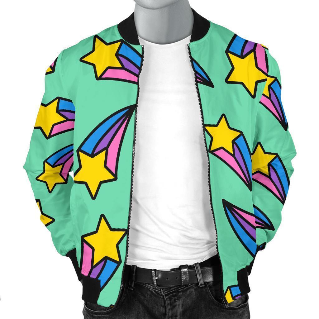 Metero Star Pattern Print Men's Bomber Jacket-grizzshop