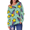 Metero Star Pattern Print Women Off Shoulder Sweatshirt-grizzshop