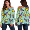 Metero Star Pattern Print Women Off Shoulder Sweatshirt-grizzshop