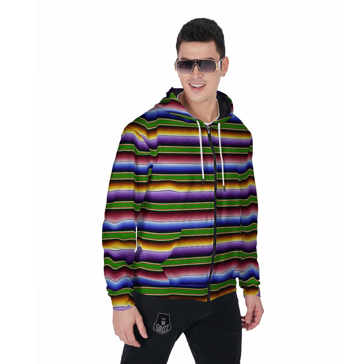 Mexican Baja Men's Zip Up Hoodie-grizzshop