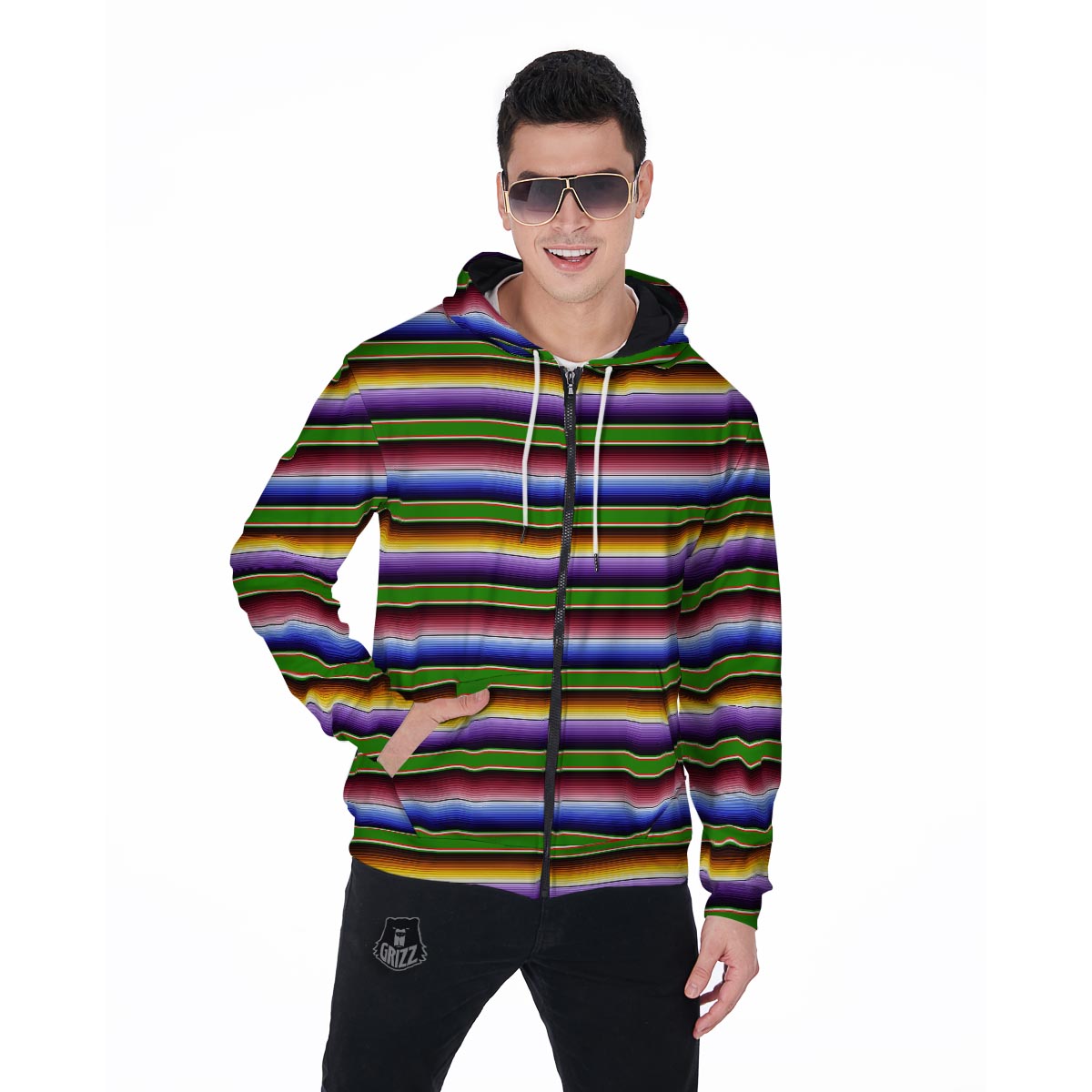 Mexican Baja Men's Zip Up Hoodie-grizzshop
