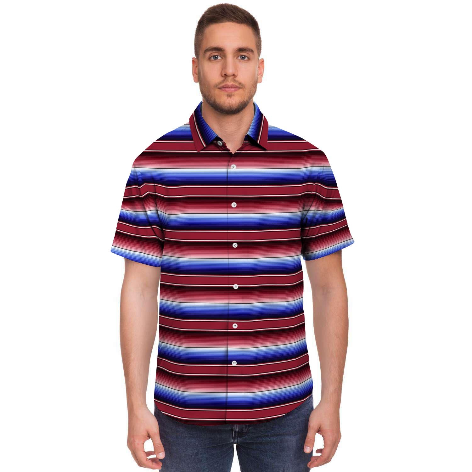Mexican Baja Print Men's Short Sleeve Shirt-grizzshop