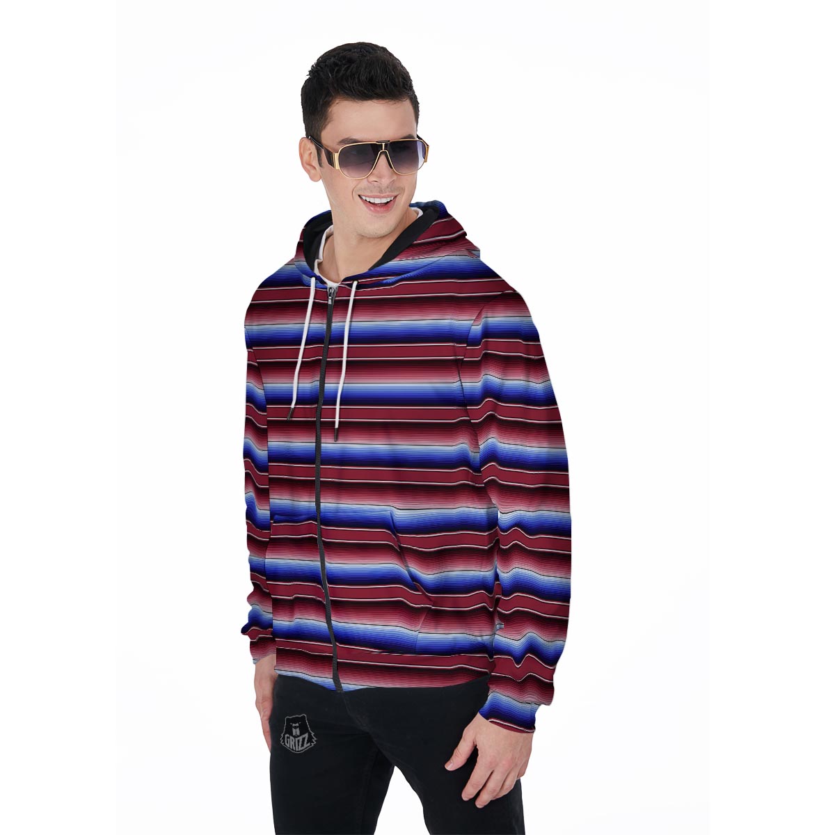 Mexican Baja Print Men's Zip Up Hoodie-grizzshop