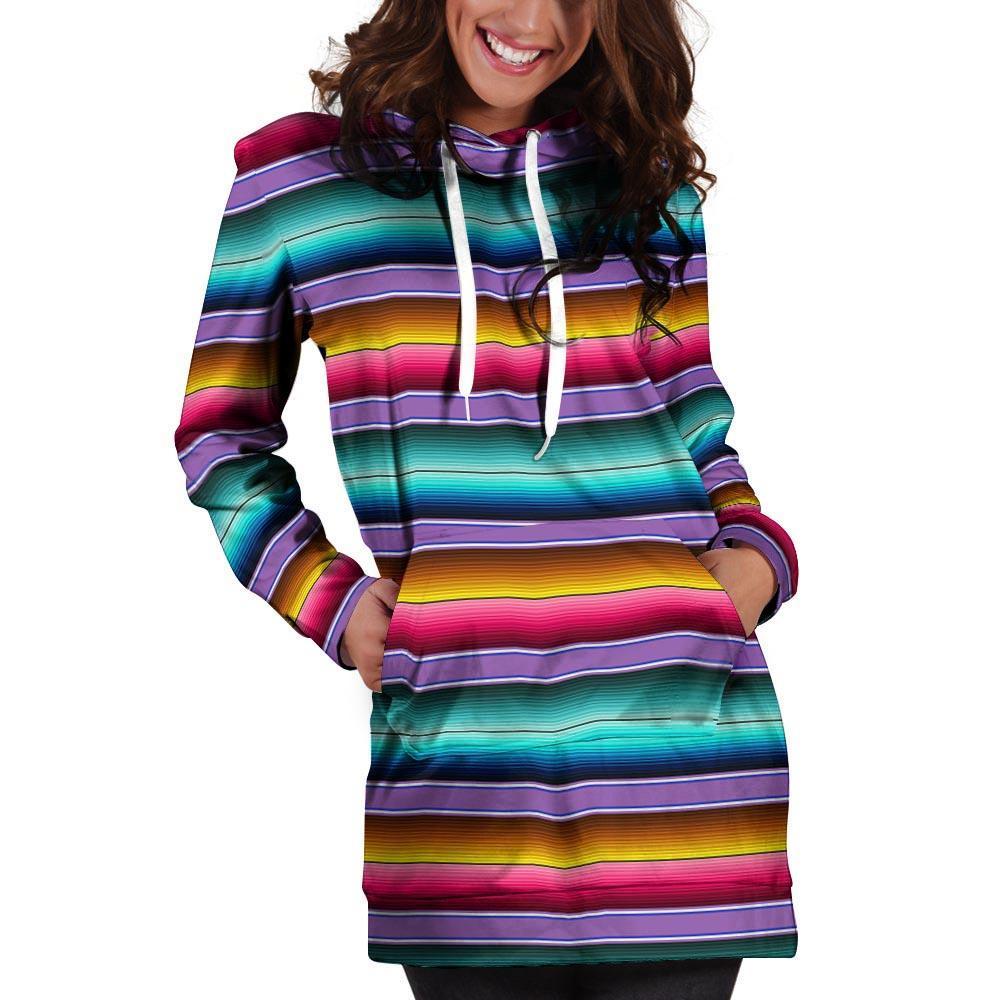 Mexican Baja Serape Hoodie Dress-grizzshop