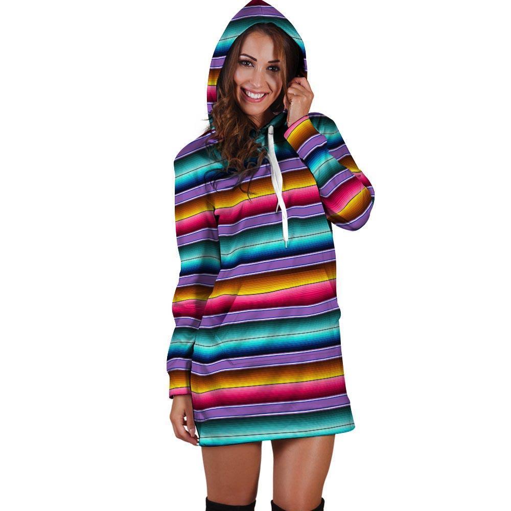 Mexican Baja Serape Hoodie Dress-grizzshop