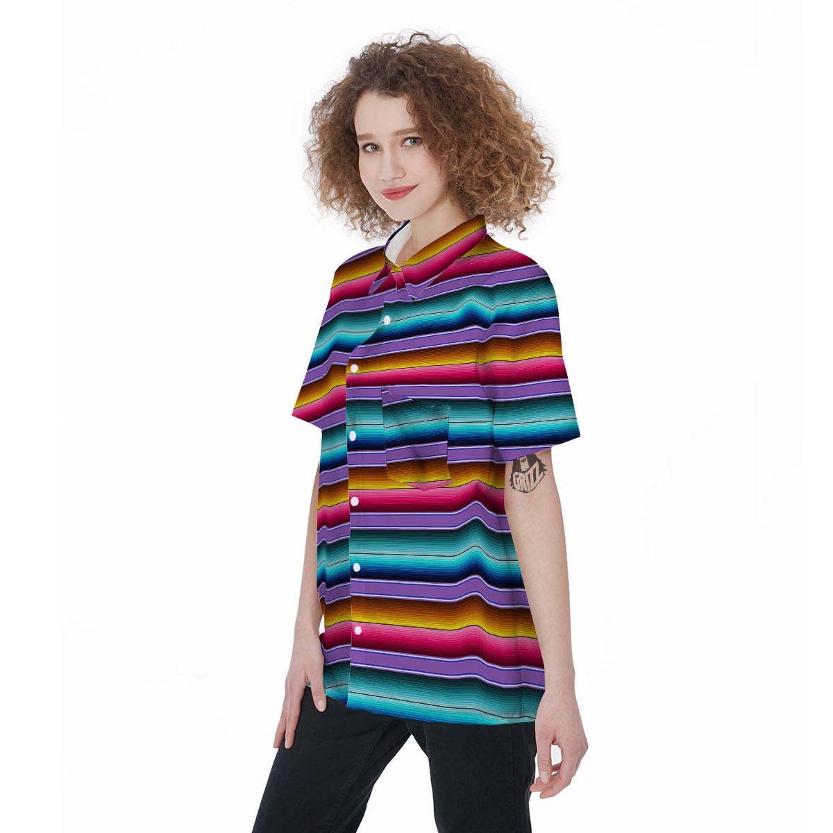 Mexican Baja Serape Women's Short Sleeve Shirts-grizzshop