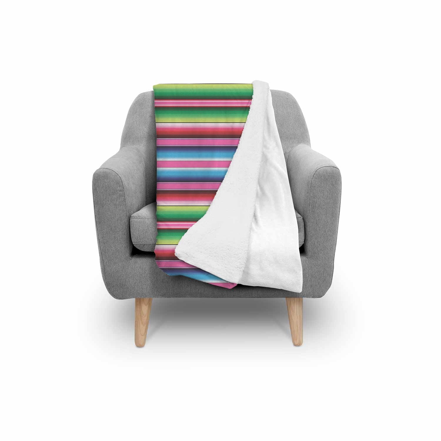 Mexican Blanket Baja Serape Pattern Print Throw Blanket-grizzshop