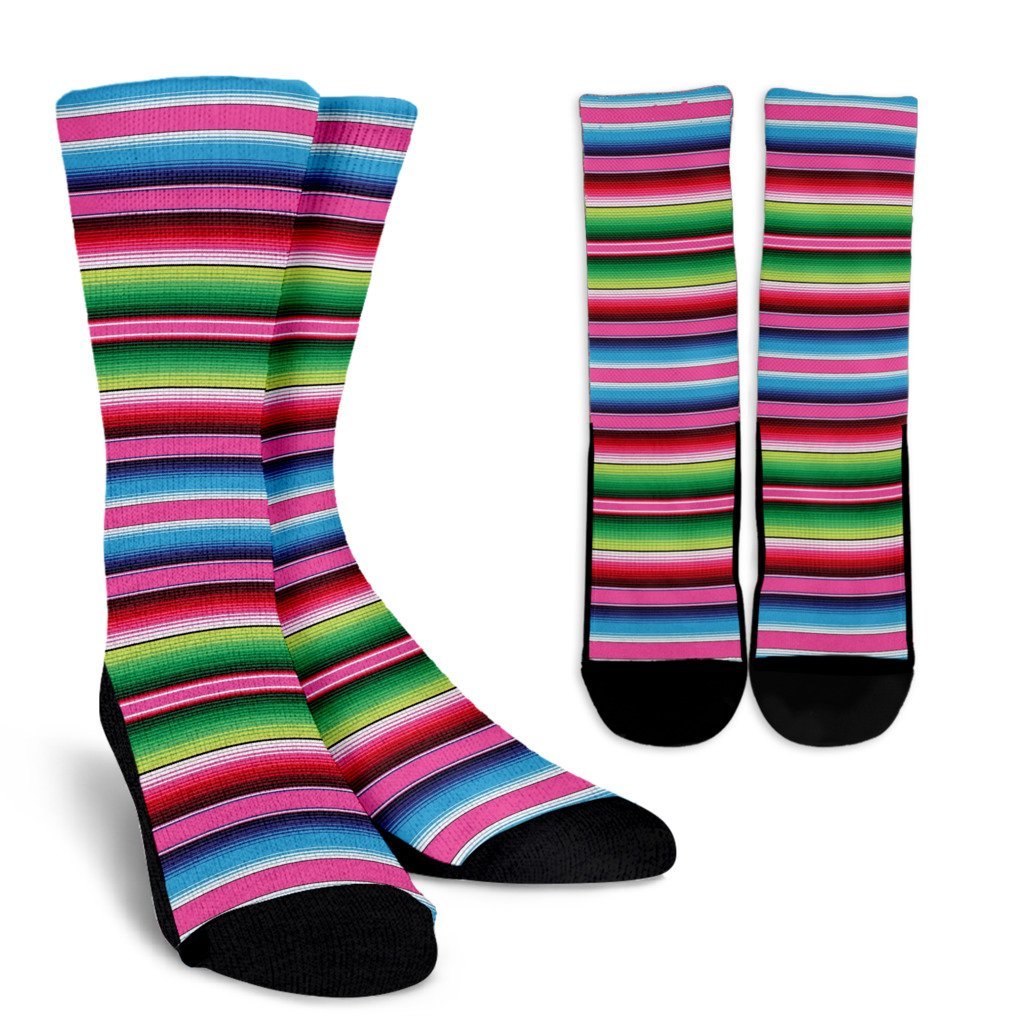 Mexican Blanket Baja Serape Pattern Print Unisex Crew Socks-grizzshop