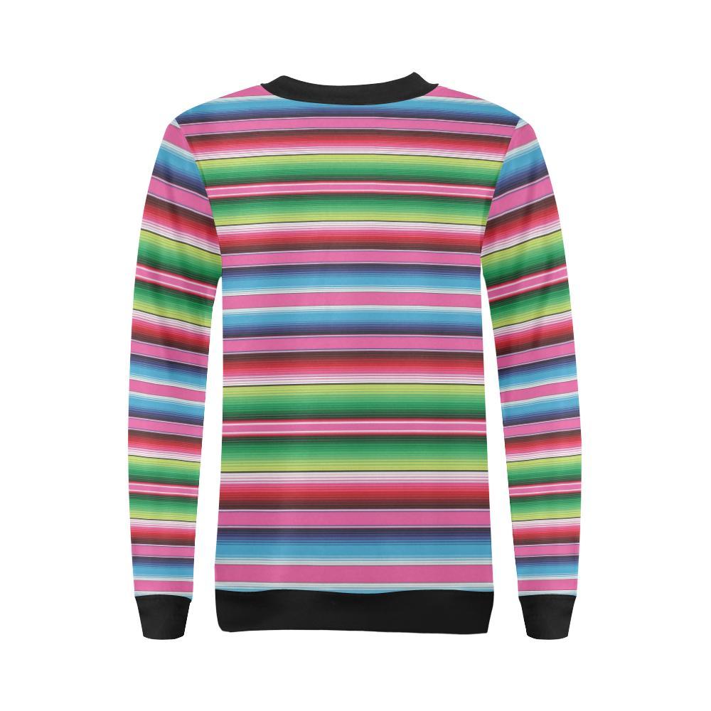 Mexican Blanket Baja Serape Pattern Print Women Crewneck Sweatshirt-grizzshop