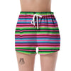 Mexican Blanket Baja Serape Pattern Print Women's Shorts-grizzshop