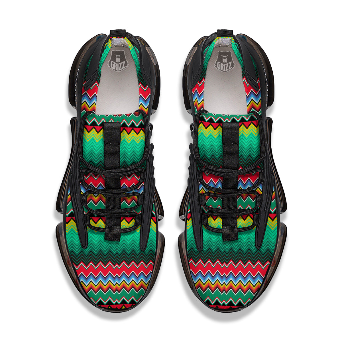 Mexican Blanket Zigzag Colorful Print Black Gym Shoes-grizzshop