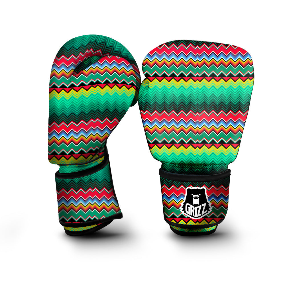 Mexican Blanket Zigzag Colorful Print Boxing Gloves-grizzshop