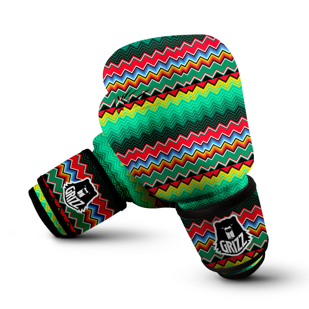 Mexican Blanket Zigzag Colorful Print Boxing Gloves-grizzshop