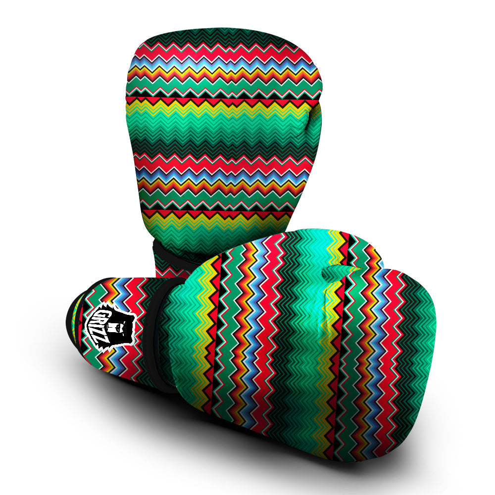 Mexican Blanket Zigzag Colorful Print Boxing Gloves-grizzshop