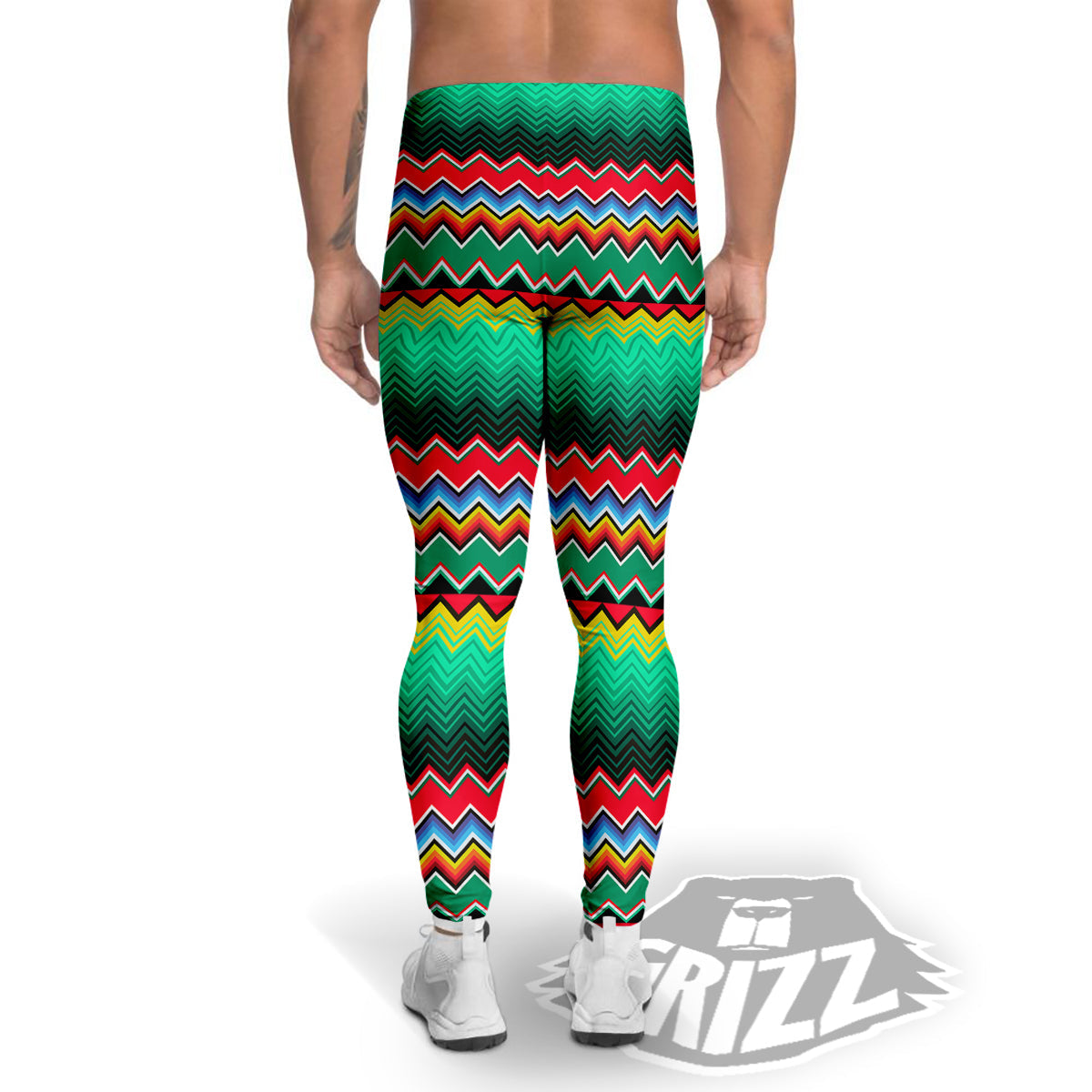 Mexican Blanket Zigzag Colorful Print Men's Leggings-grizzshop