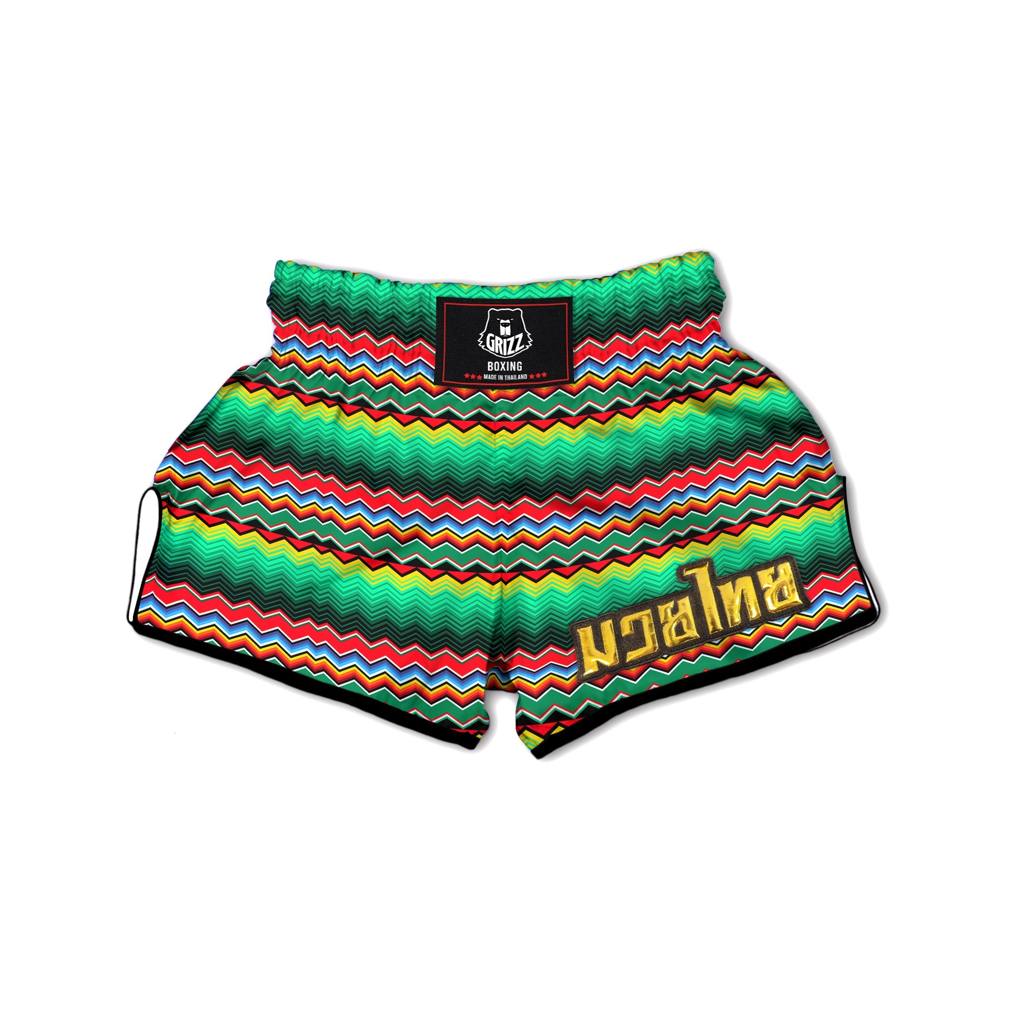 Mexican Blanket Zigzag Colorful Print Muay Thai Boxing Shorts-grizzshop