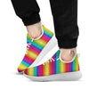 Mexican Rainbow Knitted Print Pattern White Athletic Shoes-grizzshop