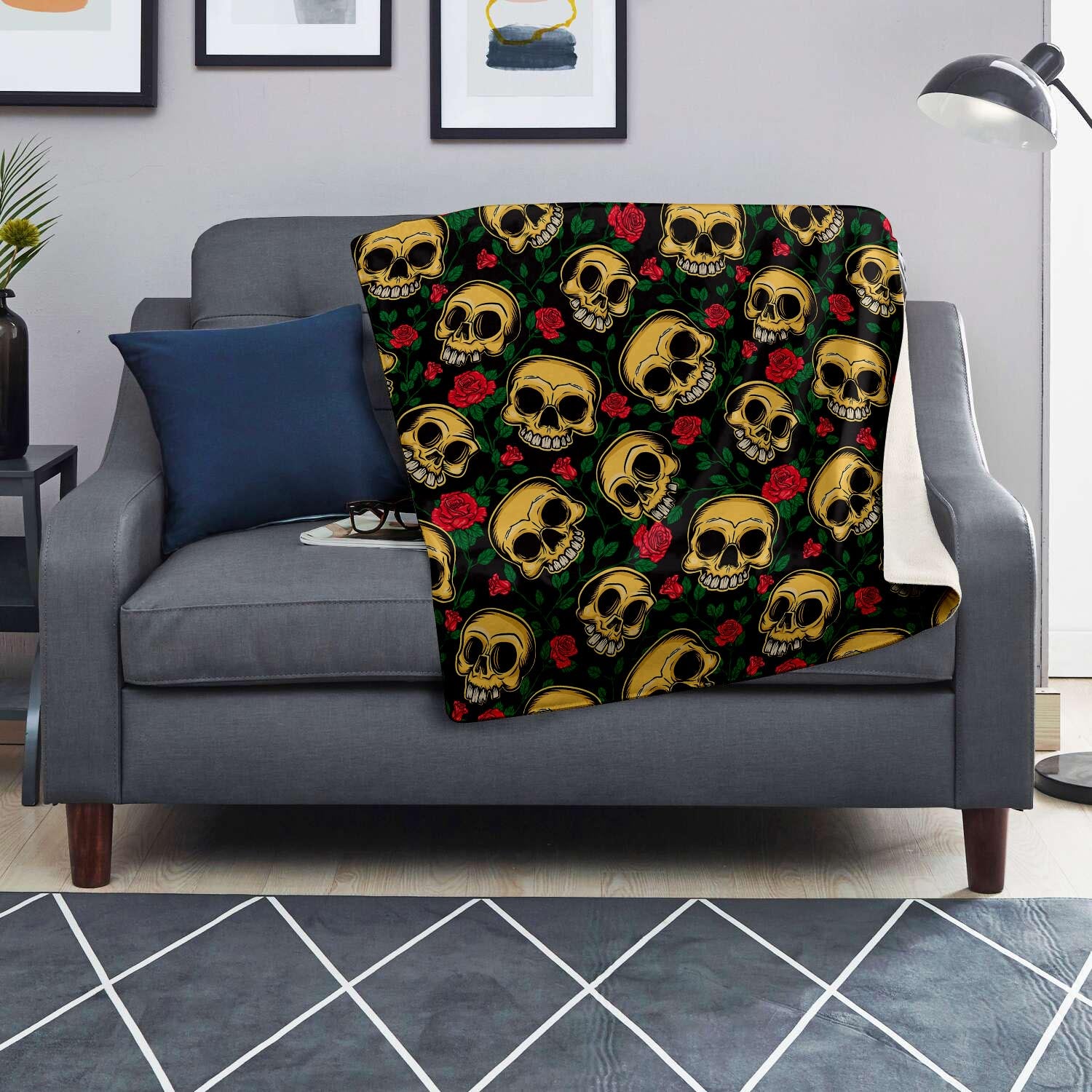 Mexican Rose Skull Blanket-grizzshop