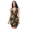 Mexican Rose Skull Bodycon Dress-grizzshop