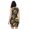 Mexican Rose Skull Bodycon Dress-grizzshop