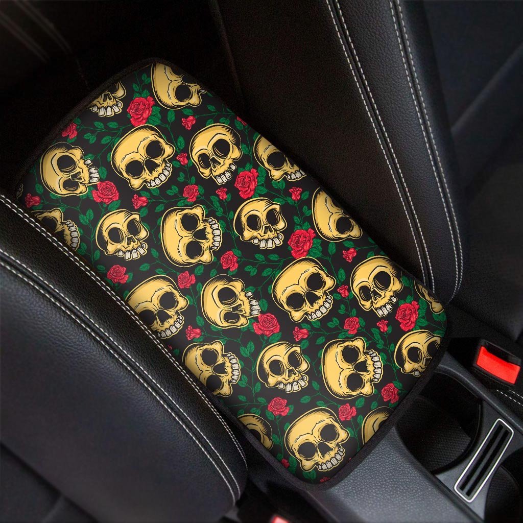 Mexican Rose Skull Car Console Cover-grizzshop