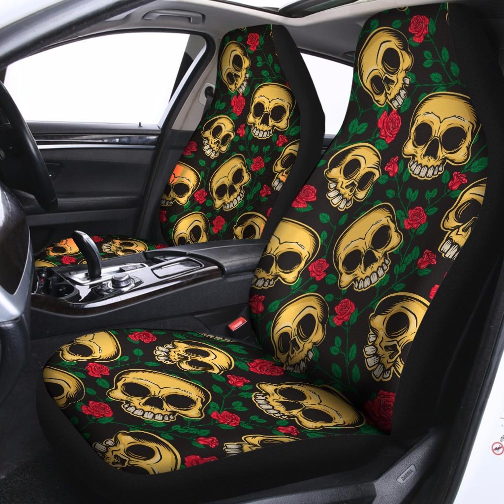 Mexican Rose Skull Car Seat Covers-grizzshop