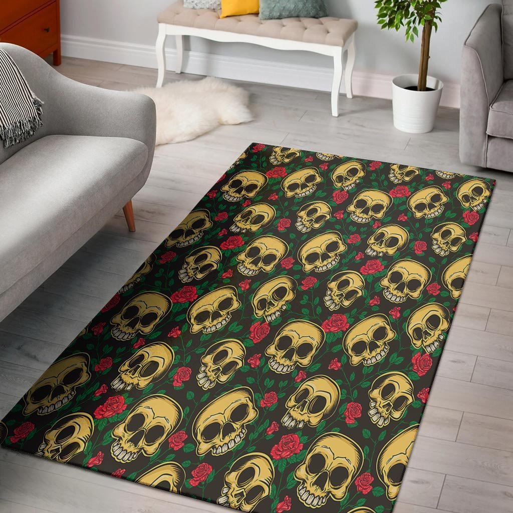 Mexican Rose Skull Floor Mat-grizzshop