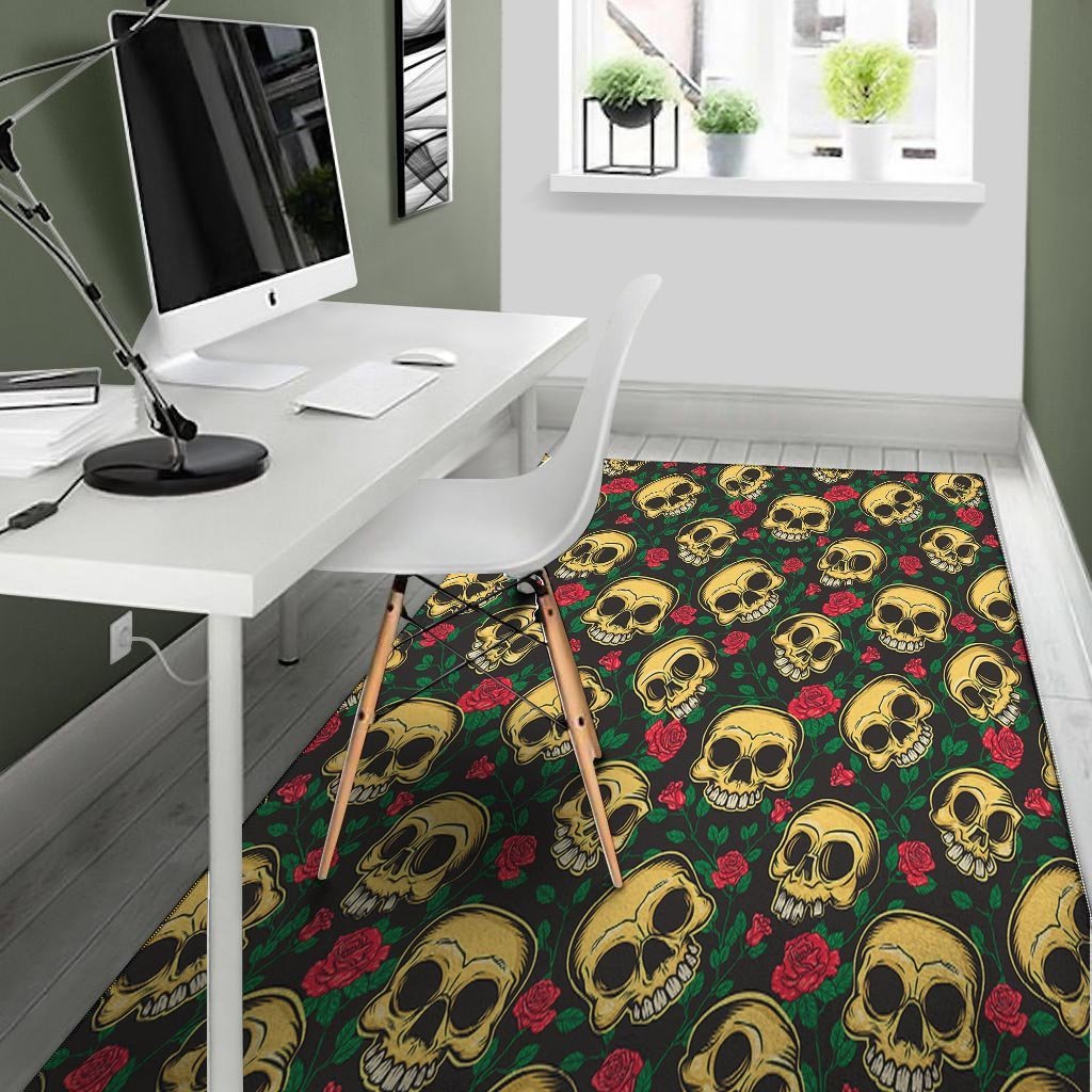 Mexican Rose Skull Floor Mat-grizzshop