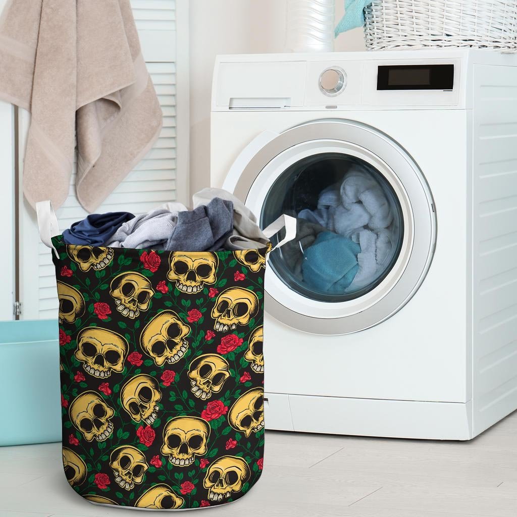 Mexican Rose Skull Laundry Basket-grizzshop