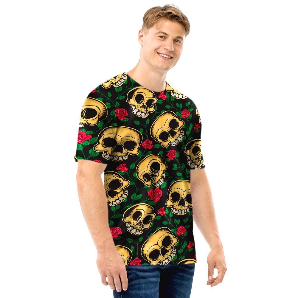 Mexican Rose Skull Men T Shirt-grizzshop