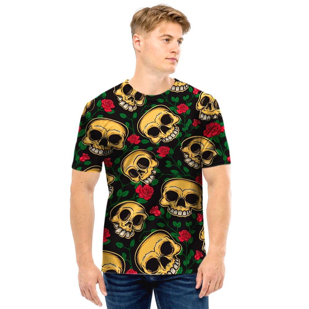 Mexican Rose Skull Men T Shirt-grizzshop