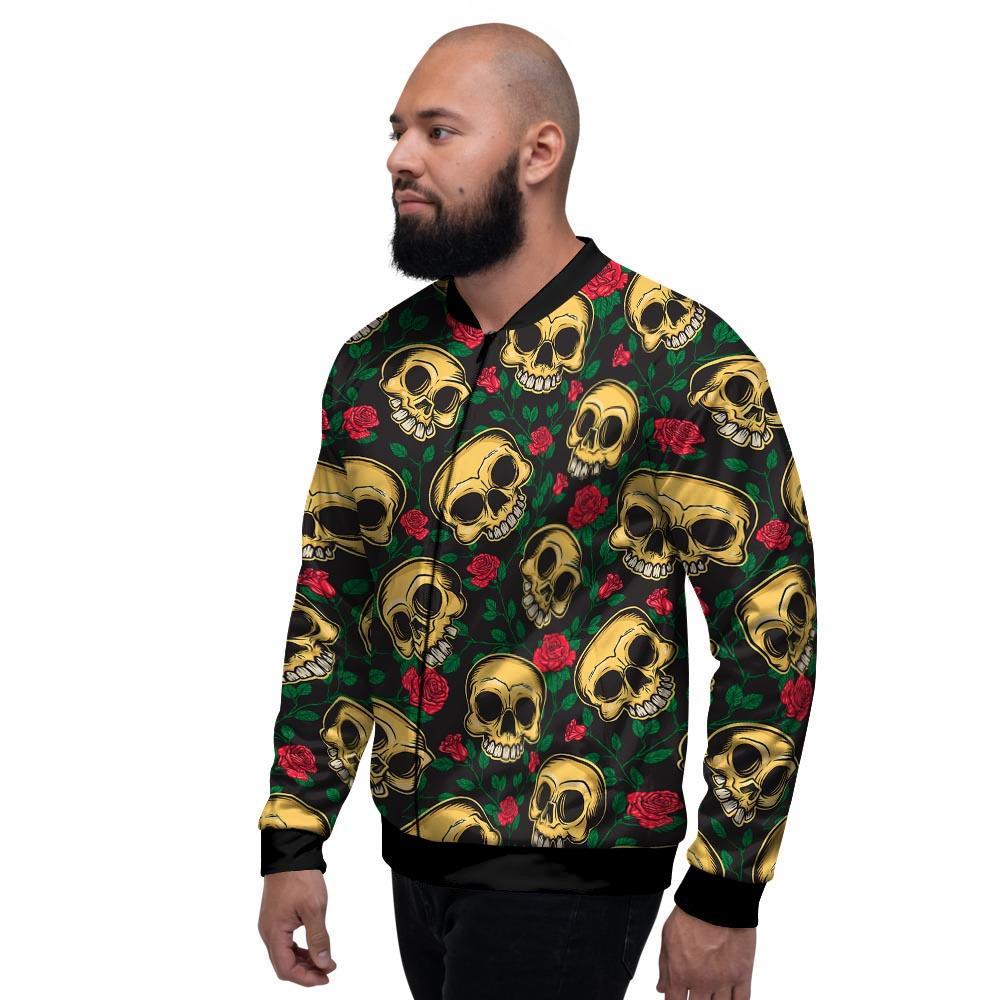 Mexican Rose Skull Men's Bomber Jacket-grizzshop