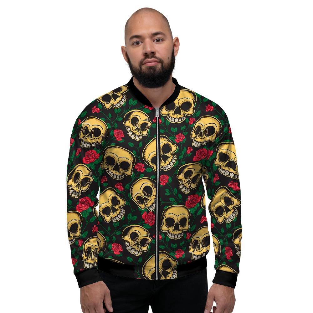 Mexican Rose Skull Men's Bomber Jacket-grizzshop