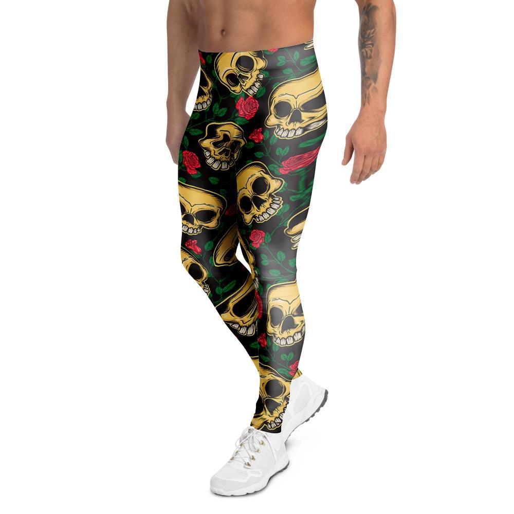 Mexican Rose Skull Men's Leggings-grizzshop